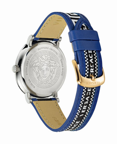 VERSACE Herren Uhr V CIRCLE 42MM-D/BLK S/BLU BICO /IP1N-BLU STRAP W/BLK RIBBON VEBQ014 19